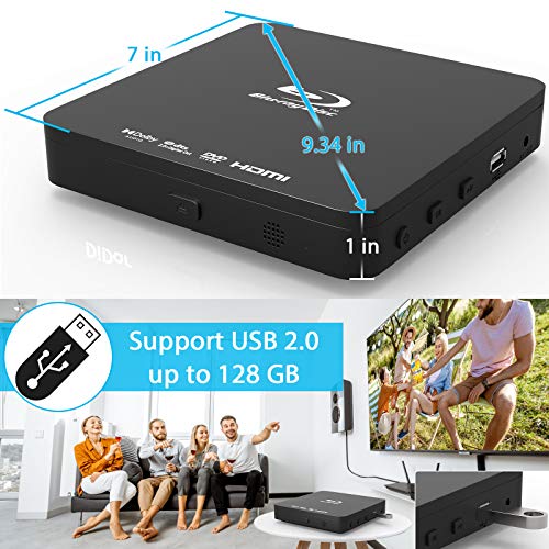 Super Mini Blu-ray HD DVD for TV, 1080P Blue-ray Home Theater, Portable with Remote Control + HDMI AV Cable + Built-in PAL/NTSC, Support USB Input - Image 5