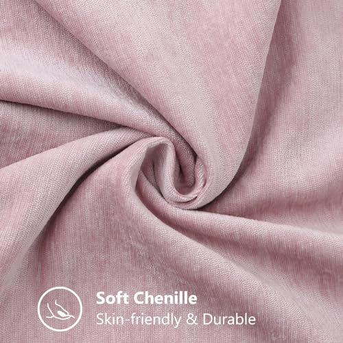 Image of decorUhome Fall Chenille Soft Cozy Throw Pillow Covers 24x24 Set of 2, Modern Farmhouse Boho Velvet Decorative Euro Sham Pillow Cases with Stitched Edge for Couch Sofa Bed Home Decor, Blush Pink