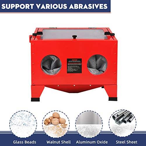 SUNCOO Bench Top Abrasive Blast Cabinet Sandblaster with Glass Viewing Windows for Rust Grime Paint Removing/Various Media Compatible Pressure Benchtop Air Sand Blast Cabinet