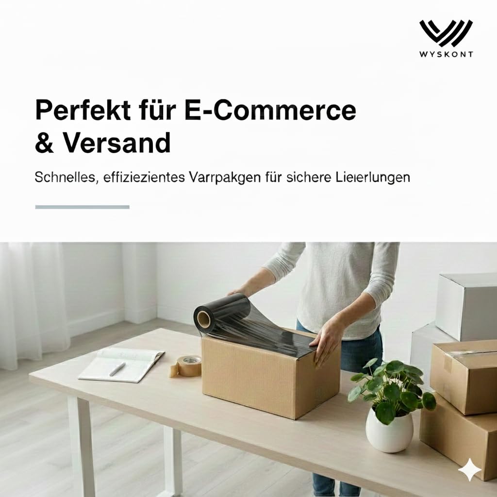 Stretchfolie 23 µm – 2,5 kg • 2,2 KG netto • 250 m • 50 cm Breite | Premium-Handstretchfolie für Verpackung, Paletten, Umzug & Versand | Reißfest, elastisch | Industriequalität | Schwarz | 6 Stück