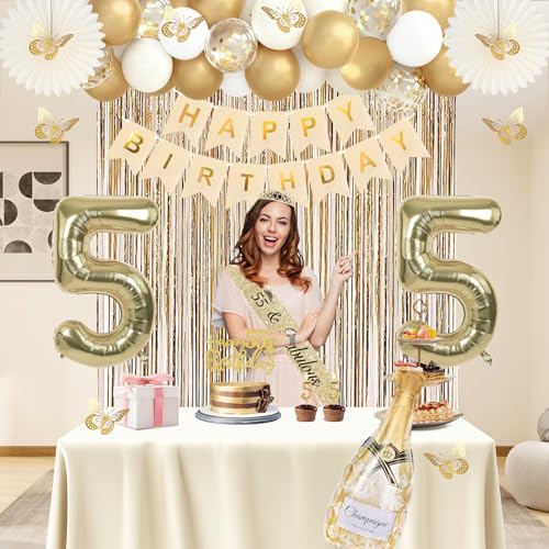 Juesly 55th Birthday Decorations for Women Champagne Gold 51pcs by Juesly - Used condition - Image 6