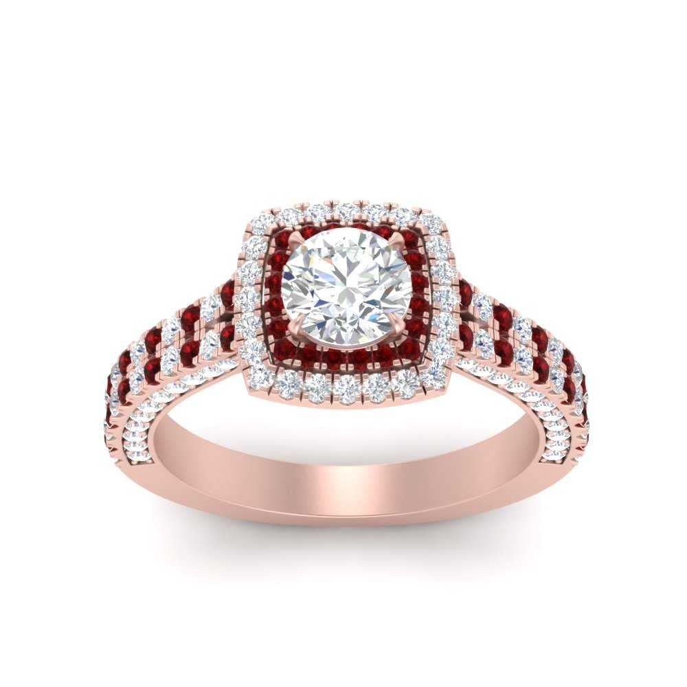 55Carat Choose Your Gemstone Double Band Square Halo Diamond CZ Ring 18K Rose Gold Plated Round Shape Halo Engagement Rings Everyday Jewelry Wedding Jewelry Handmade Gifts for Wife US Size 4 to 12