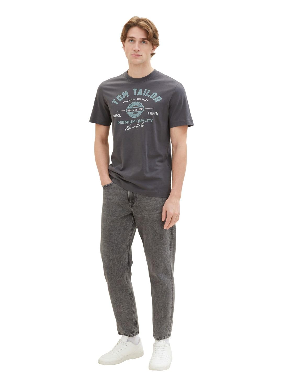 TOM TAILOR Herren T-Shirt aus Baumwolle mit Logo-Print