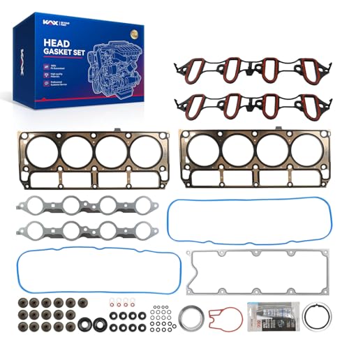 Image of KAX Engine Cylinder Head Gasket Set Compatible with Chevy Silverado 1500 Tahoe 2002-2011, Suburban 1500 2006-2011, Express Avalanche, GMC Sierra 1500 Yukon Savana 4.8L 5.3L, Head Gasket Kit, HS26191PT