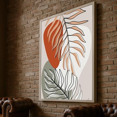 Formes minimalistes et illustration botanique sur toile pour chambre douce