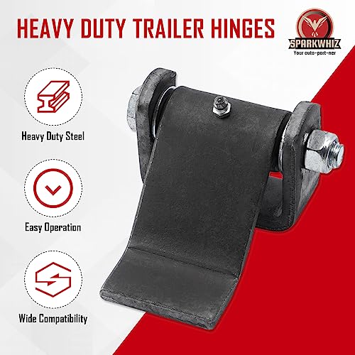 SPARKWHIZ Weld on Trailer Hinges Heavy Duty Greaseable Dump Trailer Trucks Gate Door Hinge, Strap Style Short Leaf, Pack of 4 - Image 2