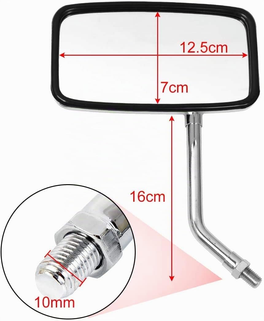 Rétroviseurs de moto Chrome, rétroviseurs latéraux universels de moto de 10 mm Poignée de guidon Fin Chrome Rétroviseurs de moto compatible avec HONDA Suzuki Aprilia et Cruiser Scooter