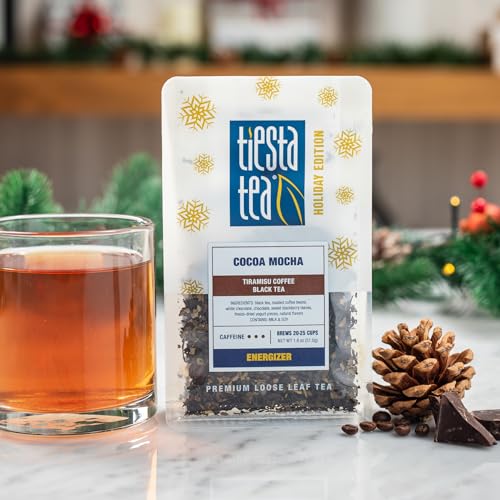 Image of Tiesta Tea - Hot Cocoa Loose Leaf Tea Gift Set, High to Non-Caffeinated, Stainless Steel Brew Basket & 2 Resealable Pouches, Cocoa Mocha & Peppermint Holiday Blends