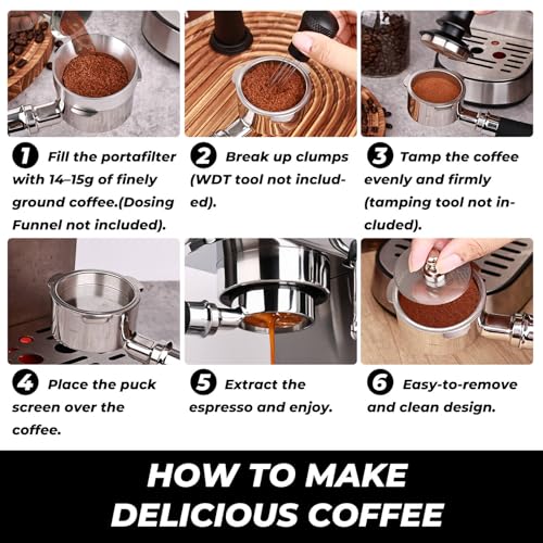 Image of 51mm Bottomless Portafilter 3 Ears Fits for Delonghi Dedica EC685, EC785, EC885, EC820, EC850, EC860, EC890, EC680, Includes Puck Screen, Double Shot Filter Basket