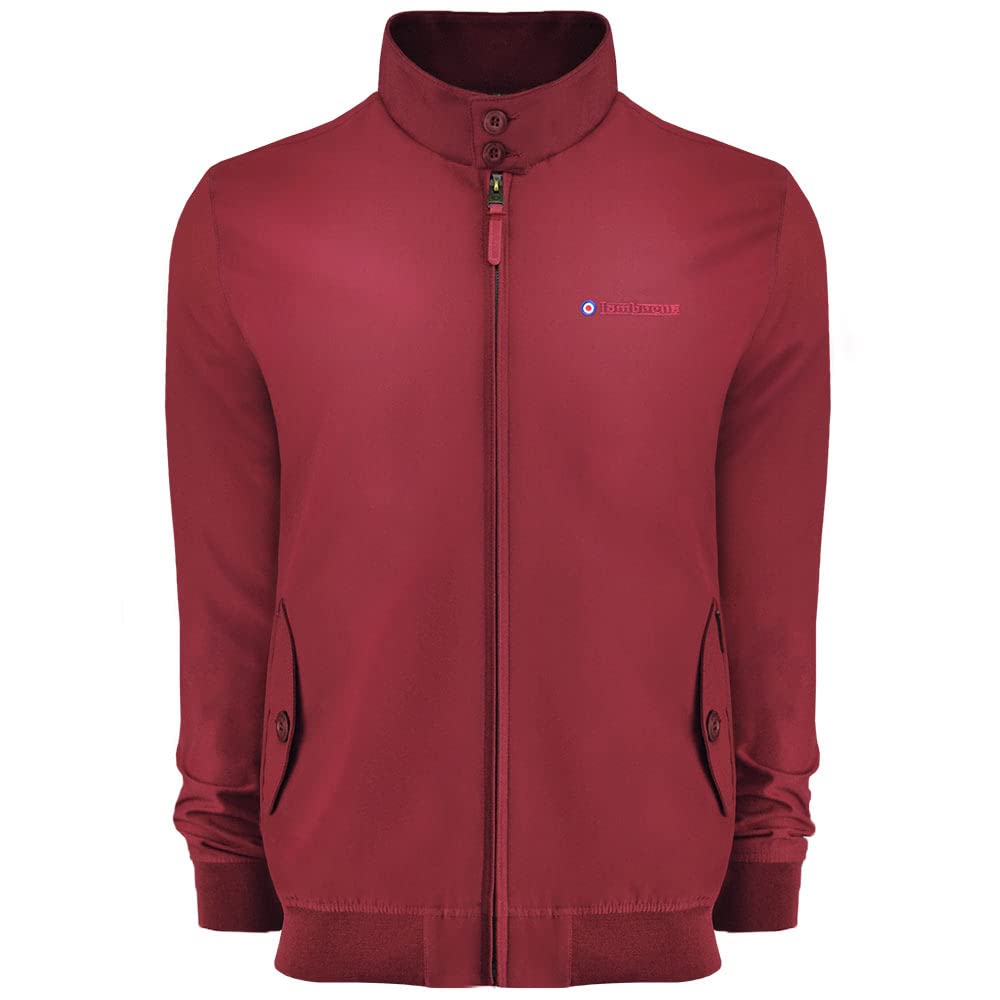 Lambretta Men's Burgundy Harrington Retro Mod Classic Jacket (As8, Alpha, S, Regular, Regular, )