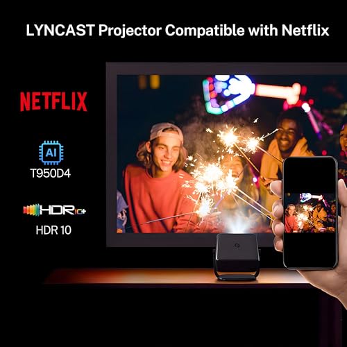 Image of Smart Projector with Netflix, Officially Licensed APP & Native 1080P X6 Pro | 4K Support Mini Projector with WiFi and Bluetooth, Auto Focus & Keystone Voice Assistant HDR10, 360 Rotatable Home Theater