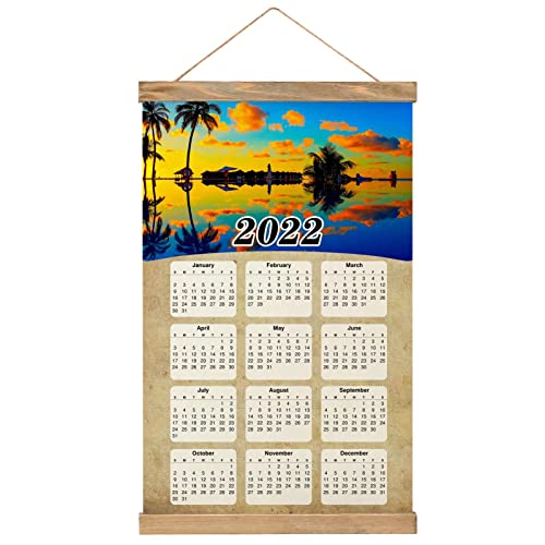 Maldives Imprimer Affiche Murale Posters Ccalendrier 2022 12 Mois Peinture Décorative Suspendus Toile Bois 20,4 'x 13,1' GL-Maldives-3750