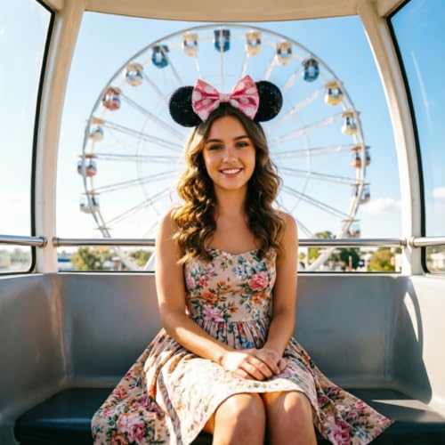 Image of DRESHOW Mouse Ears Bow Headbands Minnie Ears Headband Glitter Party Decoration Cosplay Costume for Women
