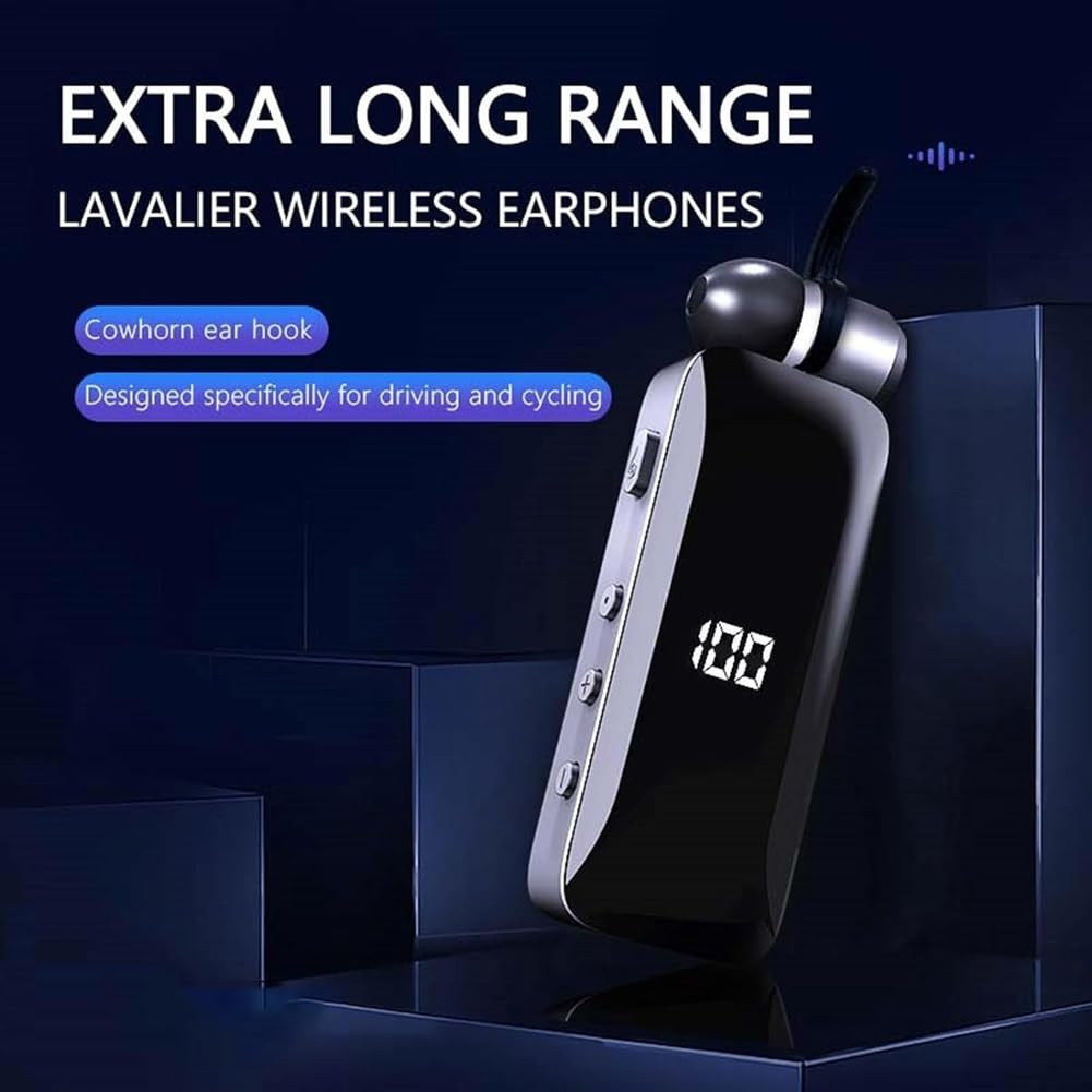 Osmond LED Power Display Digitale Cuffie Fili Bluetooth Clip Collare Retrattile Singolo Auricolare retrattile con Filo Facile Installare