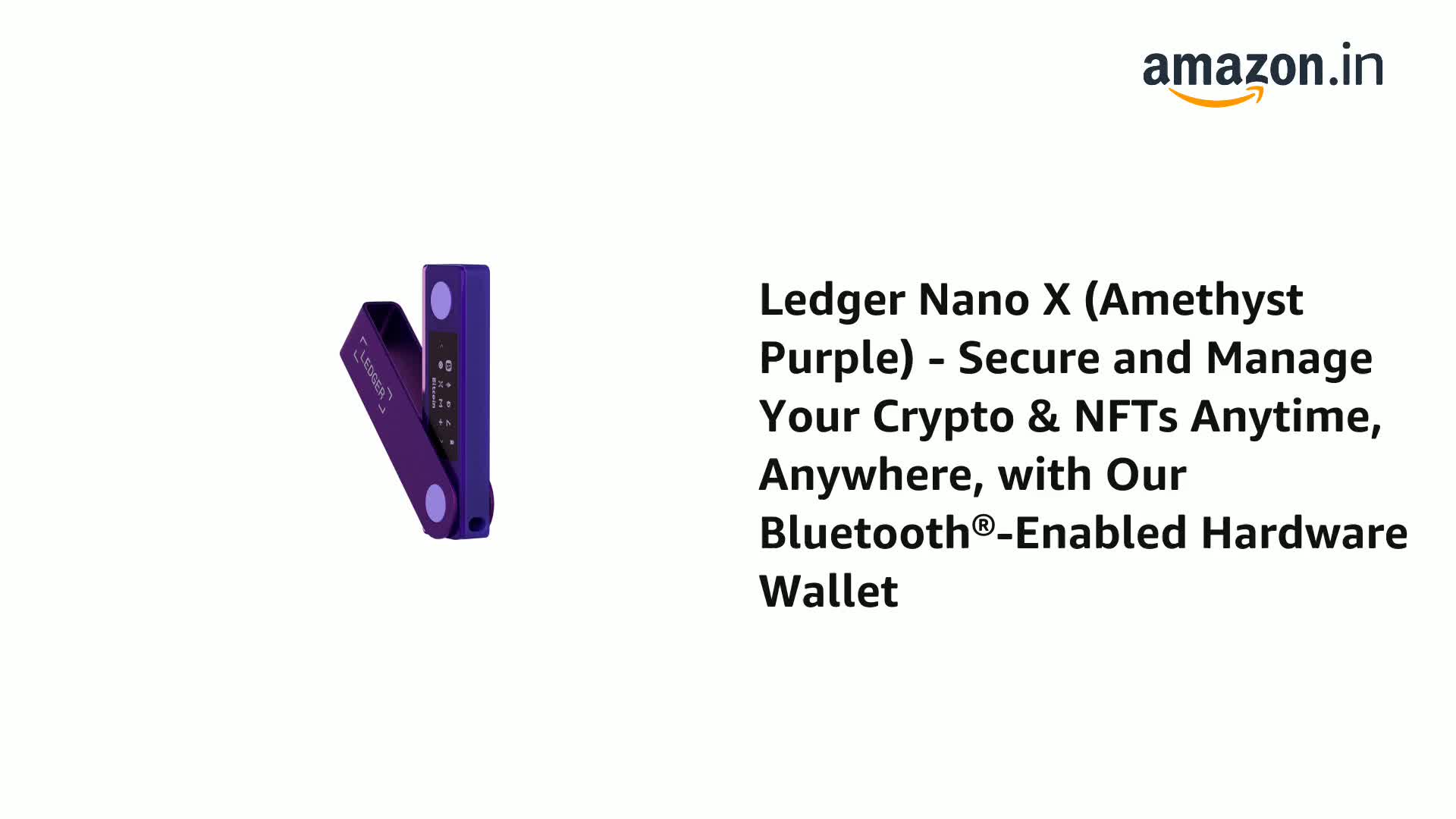 Ledger Nano X (Amethyst Purple) - Secure and Manage Your Crypto & NFTs  Anytime, Anywhere, with Our Bluetooth®-Enabled Hardware Wallet : Amazon.in:  Electronics