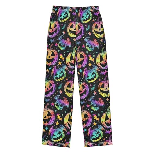 Halloween Pajama Pants Neon Pumpkins Bats Star B Long Sleep Pants Lounge Bottoms