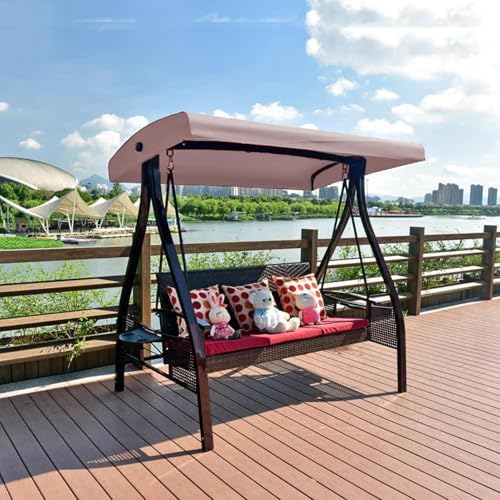 Waterproof Porch Swing Canopy Replacement Cover, Windproof Sunshade for 2-3 Seat Outdoor Garden Hammock Chair, Durable Patio Top Cover for Courtyard Use