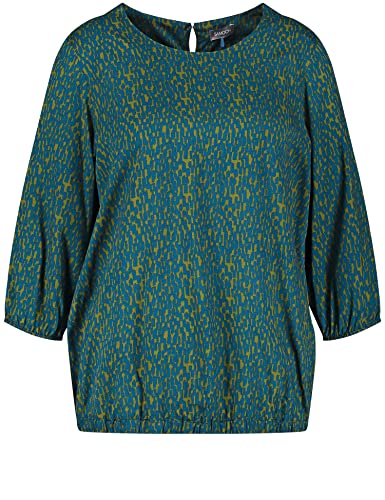 Samoon Damen 3/4 Arm Bluse mit Allover-Print 3/4 Arm, elastischer Ärmelsaum Bluse 3/4 Arm 3/4 Arm Bluse Gemustert Navy Gemustert 52 Cover