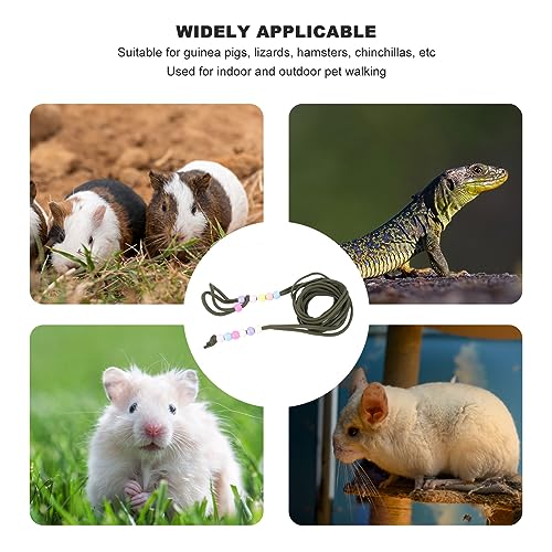 Image of Reptile Lizard Harness Leash Bearded Dragon Rope Adjustable Small Animal Traction Rope for Lizard Reptiles Amphibians Small Animal (OD Green)