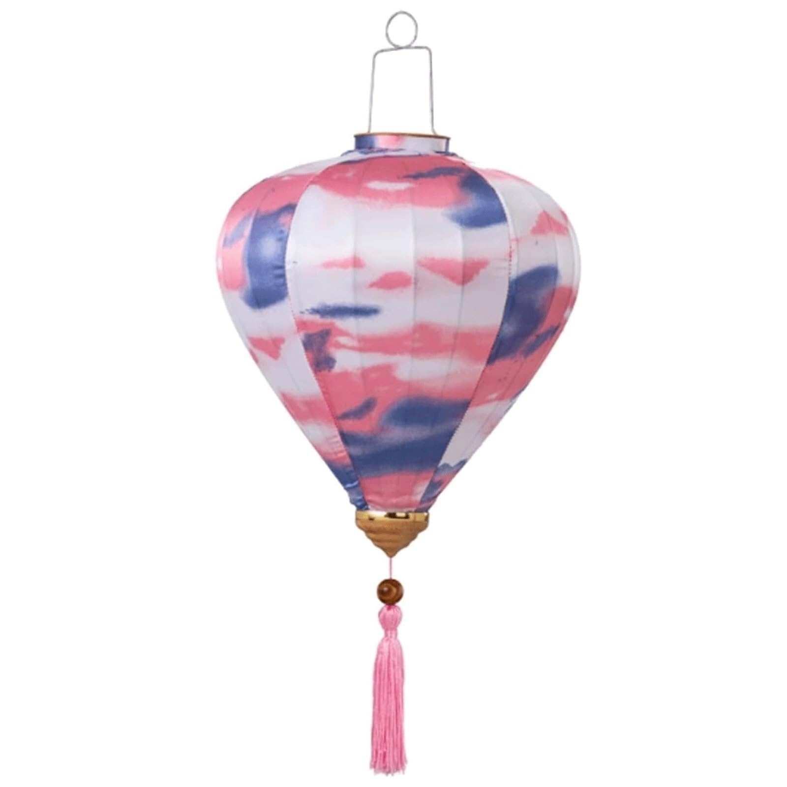Asian lantern, Chinese Oval Silk Lantern with Tassel Oriental Tie-Dyed Hanging Festival Outdoor Garden Yard Decoration(Pink,14 Inch)