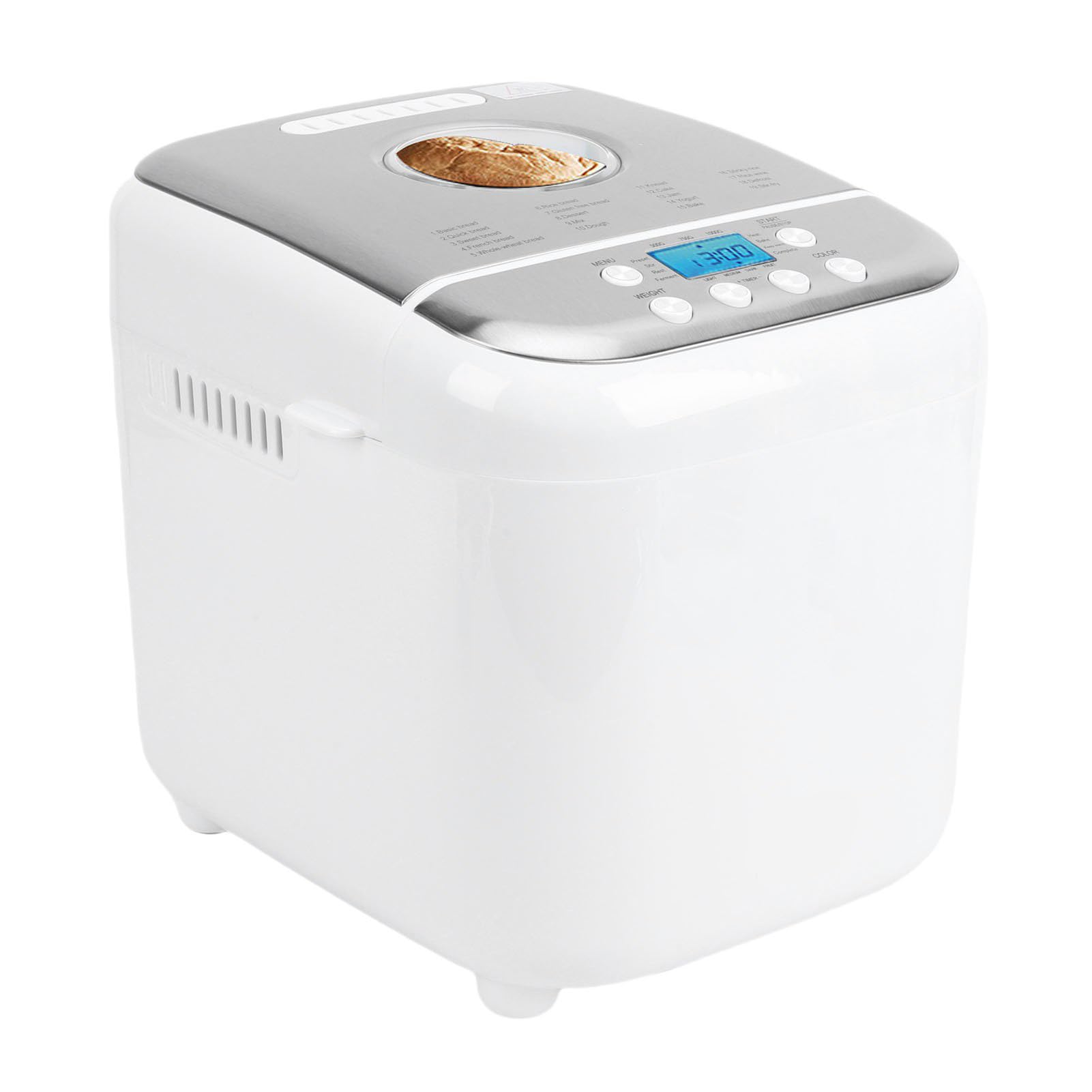 Haofy Máquina para Hacer Pan Máquina de Pan Programable Automática con 19 Preajustes 3 Tamaños de Potente Motor de 600 W Sartén Antiadherente para Casero Masa Galletas Mermeladas (Enchufe de la UE)