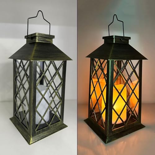 Lanterne Solaire Jardin Verre Vintage IP44, yowin