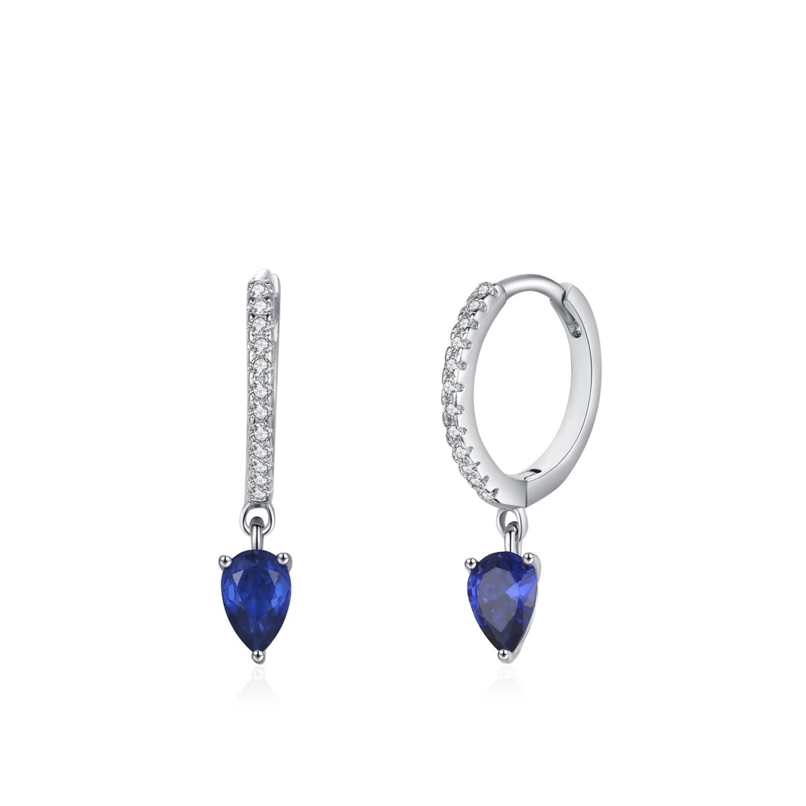 Pendientes de zafiro para mujer, zafiro azul creado y moissanita, aretes de aro dorados para ella, simples