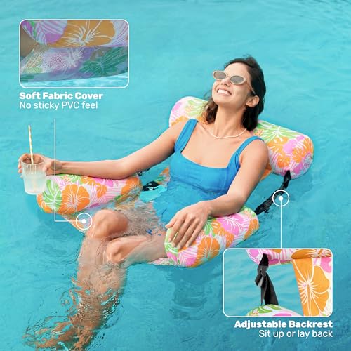 Image of SLOOSH Inflatable Pool Floats Adult,2 Packs Floating Lounge Chairs,Blow up Pool Noodles for Adult Heavy Duty,Floating Chair for Party Summer Water Beach Lake Fun