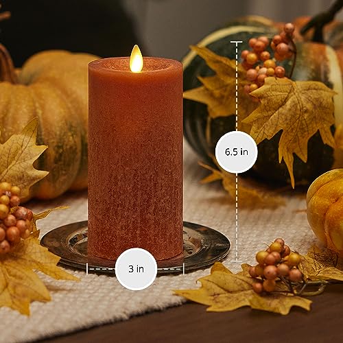 Image of Luminara Sea Glass Flameless Candle, Adobe 3 inch x 6.5 inch, Moving LED Flame Pillar with Timer, Battery Operated, Real Wax, Unscented Home Decor