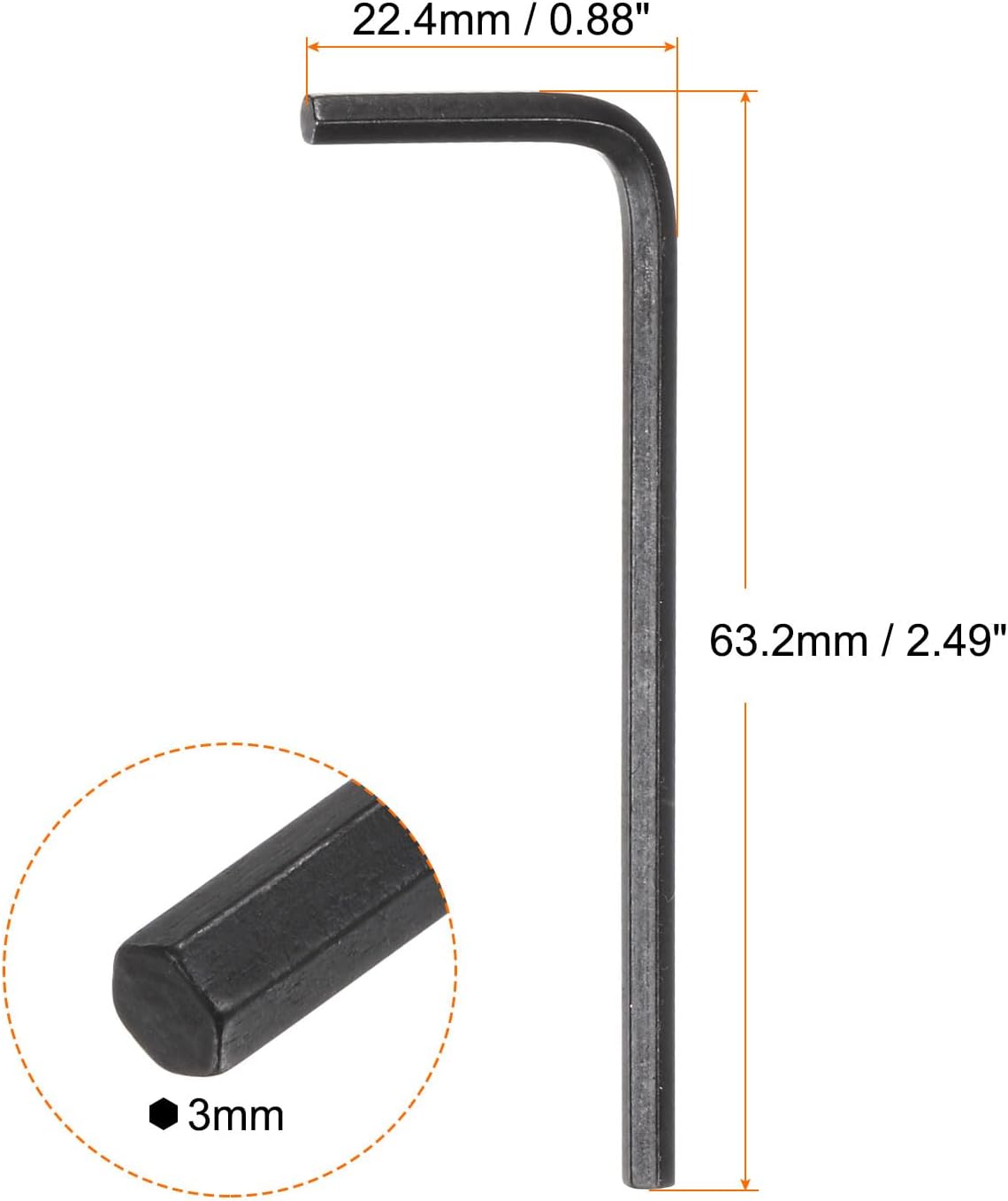 HARFINGTON 120pcs Hex Key Wrench 3mm Metric CR-V L Shaped Hexagon Head Repairing Tool for Bikes Furniture Repair