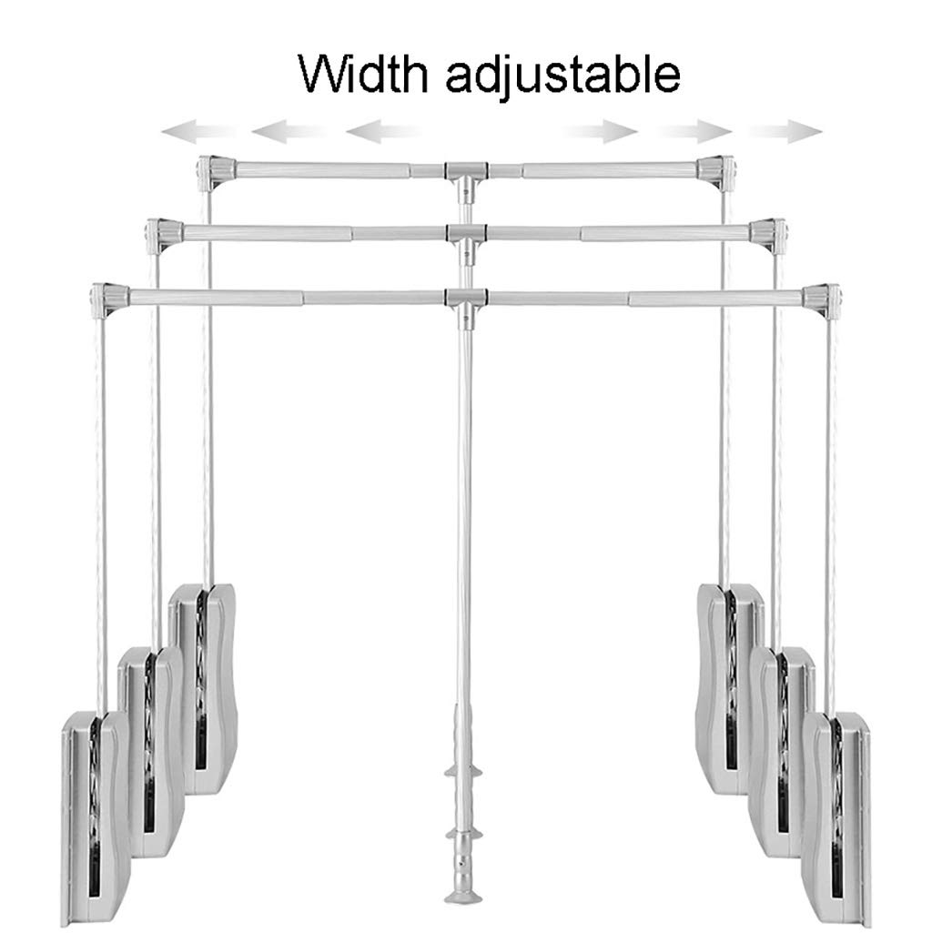 Podnośnik do szafy Pull Down wieszak na ubrania, szerokość regulowana szyna na ubrania miękki bieg do szerokości 51-121 cm szafa - srebrna (rozmiar: 660-890 mm)