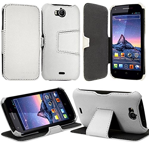 KARYLAX Seluxion - Coque Housse Etui avec Rabat Latéral Fonction Support pour Wiko Cink Peax/Peax 2 Couleur Blanc