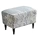 Highdi Ottomane Schonbezug Hockerbezug,Stilvoller Druck Hocker Husse für Fußhocker Rechteckig,Stretch Bezug Ottomane Abdeckung Überzug Hocker Protector Waschbar Hockerabdeckung (Graue Blätter)