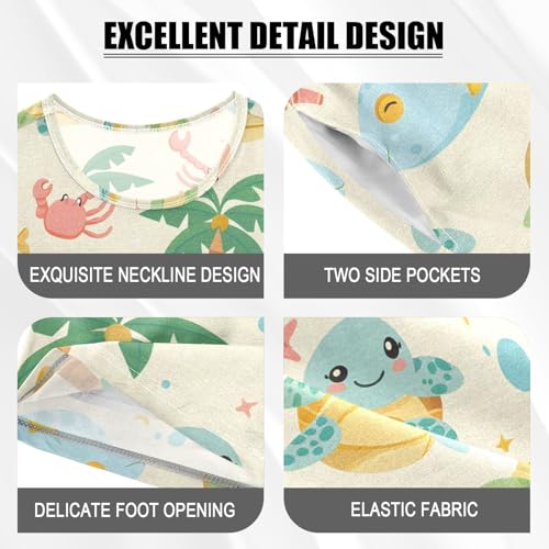 ALAZA Cute Turtle Star Sea Pajamas Short Sleeve 2 Piece Sleepwear Top and Bottom Pajama Set Unisex4