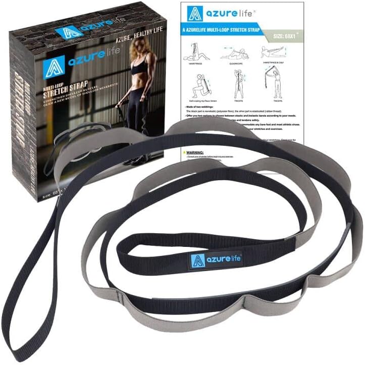 A AZURELIFE Stretch Strap with 11 Loops, Half Elastic Stretching Strap