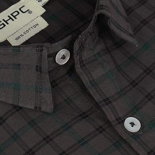 Image of GHPC 100% Cotton Checkered Half Sleeves Regular Fit Formal Shirt for Men