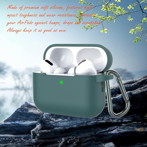 Image of EDNITA Airpods Pro 2 Case with Cleaning Pen Compatible with Airpod 2 Pro & Airpods Pro, Earphone Case Cover Keychain | Shock Ressitant Full Protection LED Visible (Pine Green)