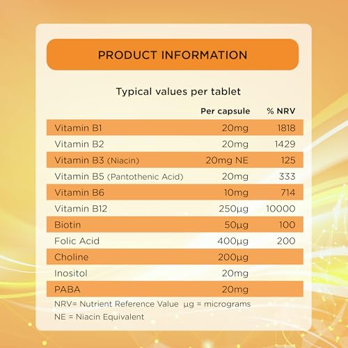 Healthspan High Strength Vitamin B Complex (120 Tablets) | High Levels of All 8 B-Complex Vitamins | Supports Brain & Heart Health | Immune Health | Reduces Tiredness & Fatigue | with Choline | Vegan - Image 6