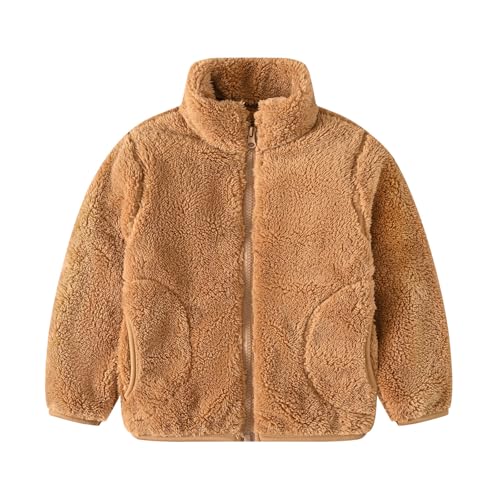 Girls Winter Fleece Jacket Zip Up Warm Sherpa Coats with Pockets Fuzzy Outerwear Jackets Fluffy Tween Girl Clothes