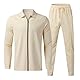Veriliss Herren 2-Teilige Waffel Soft Hoodies Sweatsuit Sets Male Trainingsanzug-Sets Mit Durchgehendem Reißverschluss, Trendige Jacke Anzug Business Outfits(Aprikose,M)