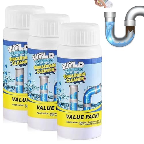 3PCS Wild Tornado Sink and Drain Cleaner Wild Tornado Sink and Drain Cleaner Multi-functional Drains Cleaners Fast Foaming for Kitchen Toilet Pipeline Quick Cleaning Tool