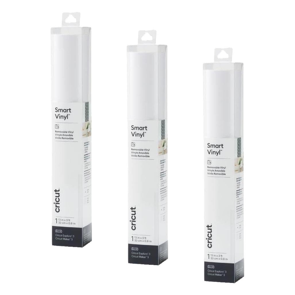 Cricut Smart Removable Vinyl, White - 3-Pack of 3ft Rolls (13"x36") for Explore and Maker 3 - Matless Cutting for Long cuts up to 12ft