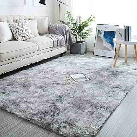 Pauwer Plush Shaggy Area Rug, Light Grey Cover