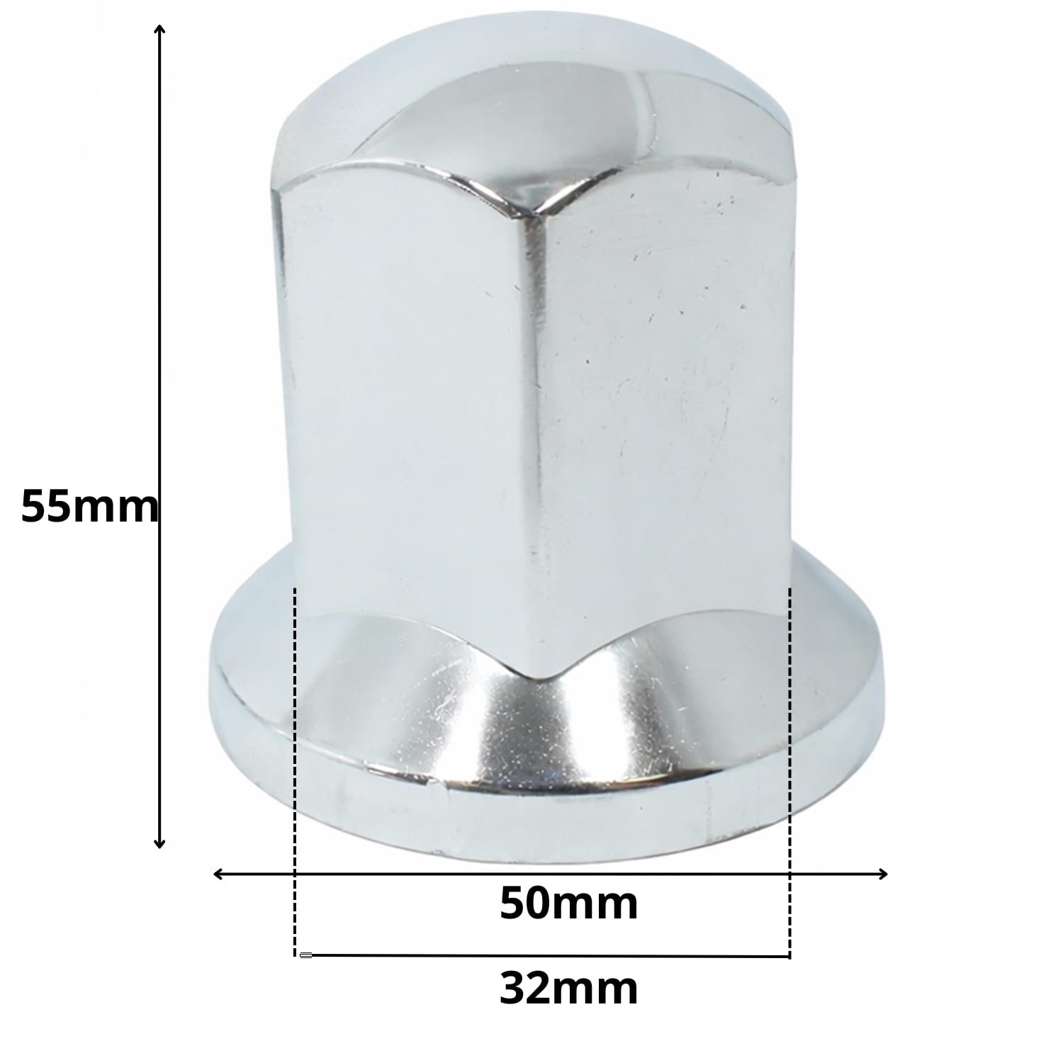 25x Tappi dado ruota lunghi 32 mm, cromati, in plastica, per rimorchio di camion