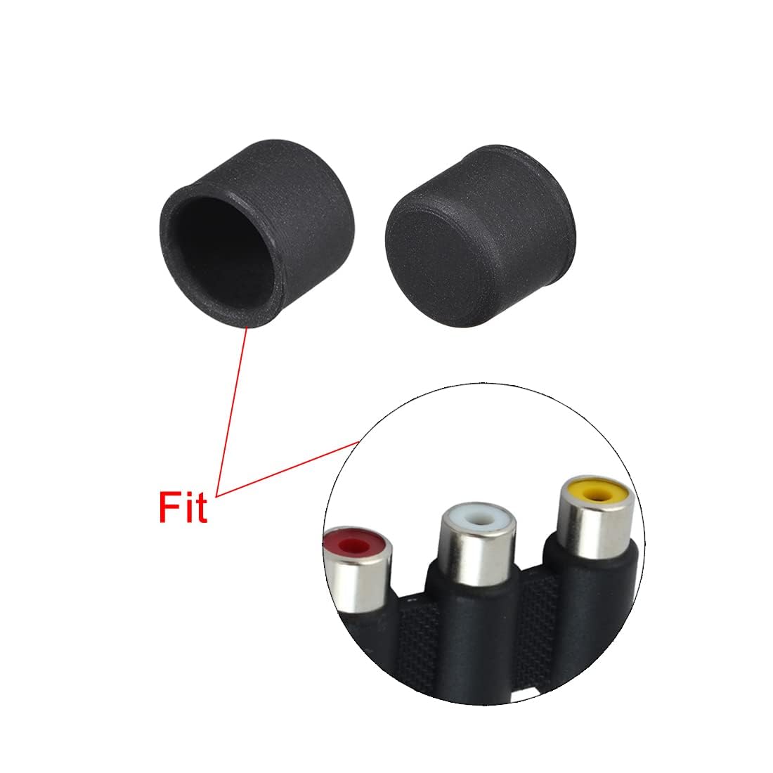 TA-VIGOR 20Pcs RCA Port Plug Protective Cover, Silicone RCA Port Anti-Dust Stopper Cap Protector Black for TV Audio Lotus Head - Image 4