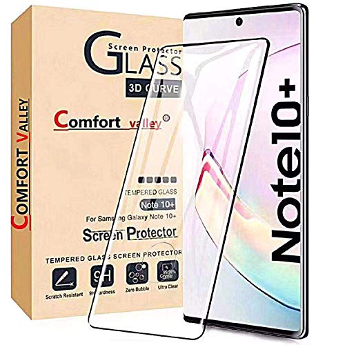 Comfort Valley [2 Pack] Galaxy Note 10+ Screen Protector Tempered Glass For Samsung Galaxy Note 10+(Black)…
