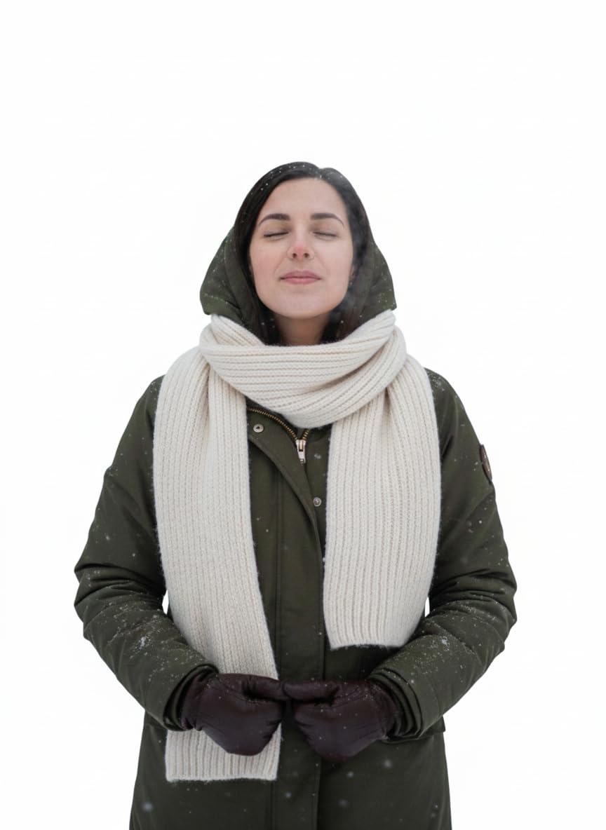 Handmade 100% pure wool winter Scarf for Women & Men | Hand-knitted Warm Long Woolen stole (5 Feet)-image-19