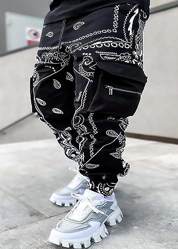 Men's Paisley Pants Cargo Jogger Hip Hop Workout Punk Pants Bandana Techwear Streetwear Sweatpants2