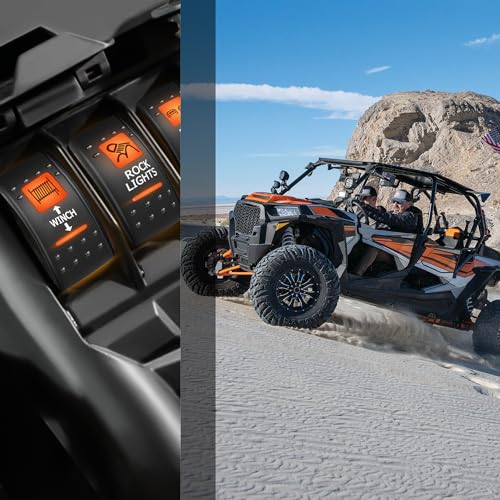 Image of Nilight UTV Winch Rocker Switch Momentary with Orange Backlit On Off 7 PIN | DPDT LED Light Bar Switches 12V 24V Toggle Jumper Wires Set for ARZR Can-Am ATVs UTVs Cars Trucks RVs