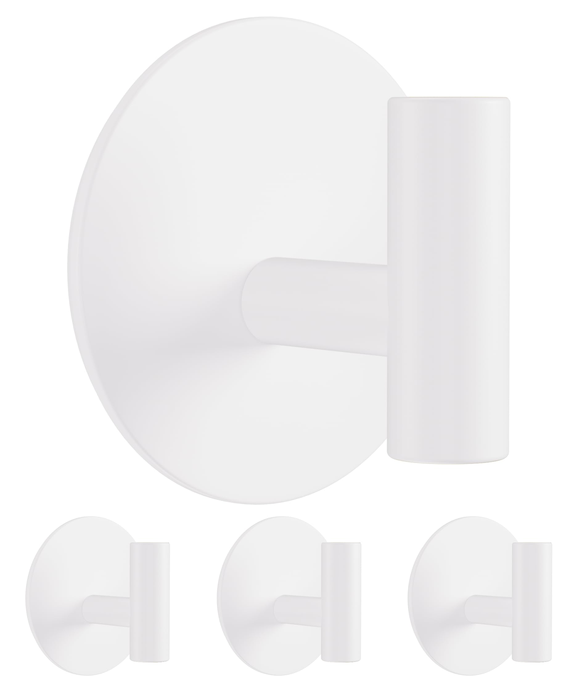 Aikzik Strong Self Adhesive Hooks - 26lb Max, Heavy Duty Stainless Steel Sticky Hooks, Strong Hooks for Hanging for Towel, Coat, Robe, Key, Stick on Bathroom, Kitchen, Door and Wall - White(4 Pack)